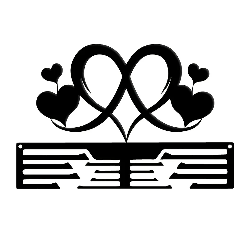 CIFBUY Metal Intertwined Double Hearts Wall Art, 2D Flat Love Heart Iron Wall Decor, Romantic Metal Wall Hanging