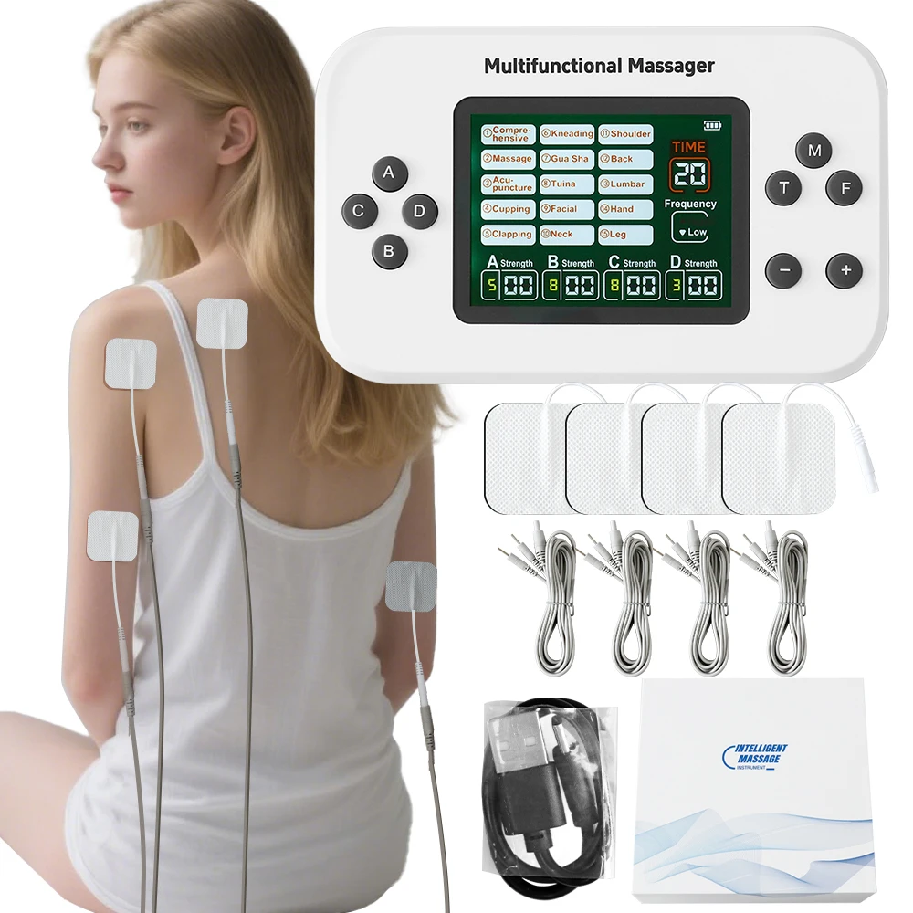 Electric Tens Relax Muscle Stimulator 4 Output EMS Acupuncture Body Massage Digital Pulse Slimming Machine Electrostimulator