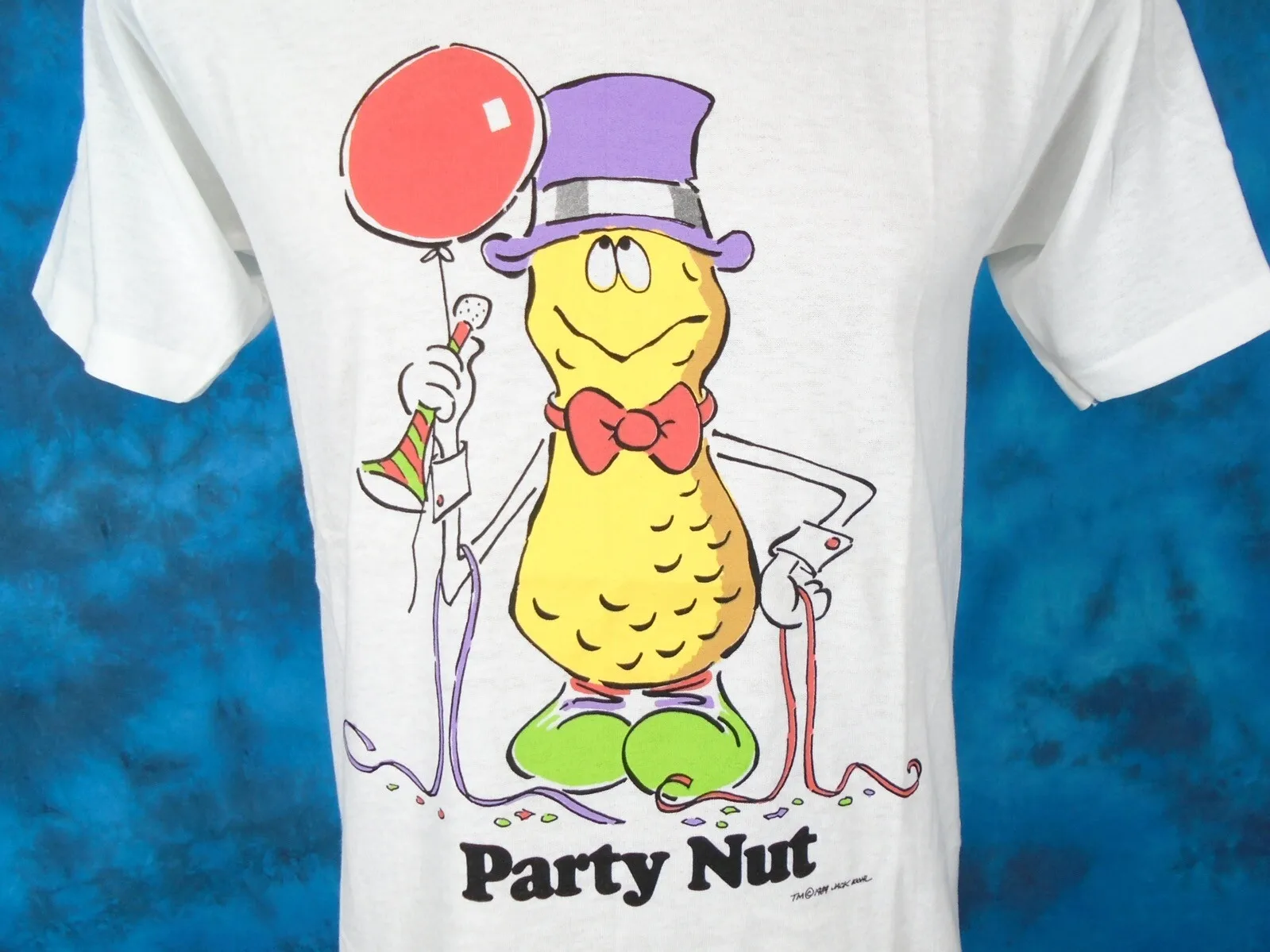 

Винтажная футболка 80-х годов PARTY NUT CARTOON PAPER THIN, МАЛЕНЬКАЯ, шутка для папы, мягкий арахис