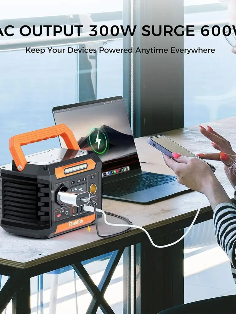 Flashfish P66 Draagbare Powerstation, 300W 230.88Wh Buitengenerator, 8 Aansluitpunten, USB-C QC3.0, Zonne-opladen, Zuivere Sinusgolf - afbeelding 2