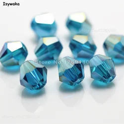 Isywaka 38pcs Green Blue AB Color 8mm Bicone Austria Crystal Beads charm Glass Beads Loose Spacer Bead for DIY Jewelry Making