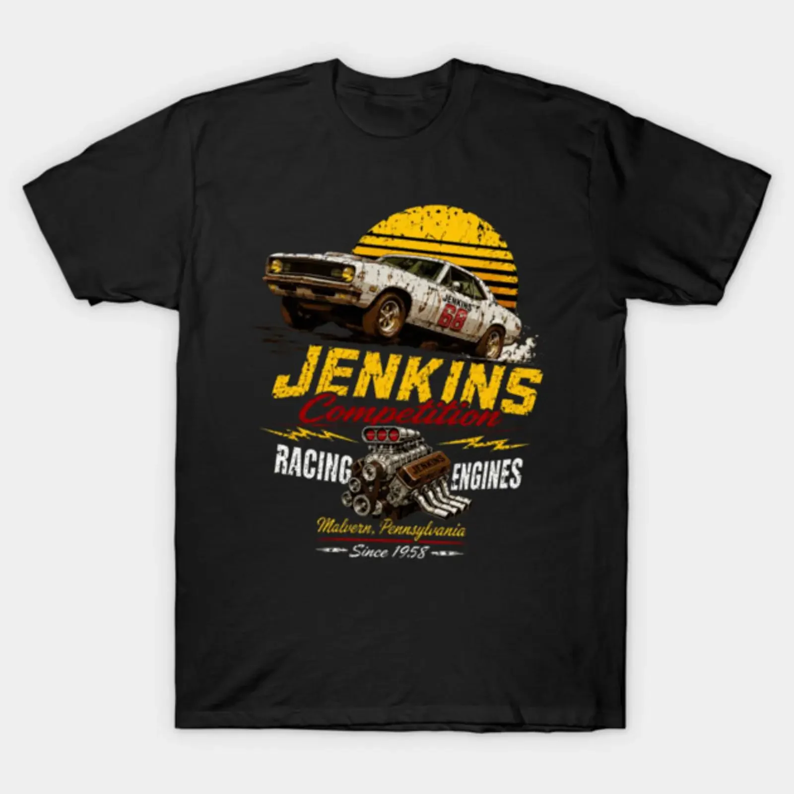 Jenkins Competition Racing Engines Vintage Retro T Shirt vintage Washed Unisex streetwear designer clothes