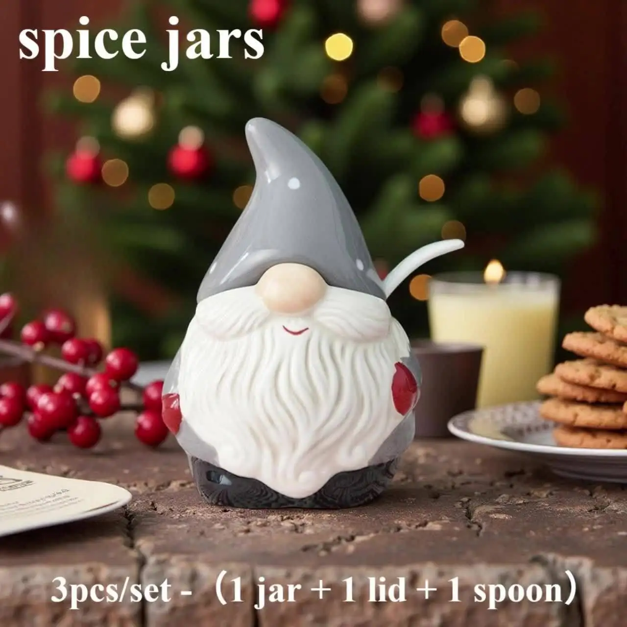 

Ceramic Santa Claus Seasoning Pot Set Spice Jar Seasoning Box Salt Shaker Storage Container Condiment Jars Kitchen Accessories