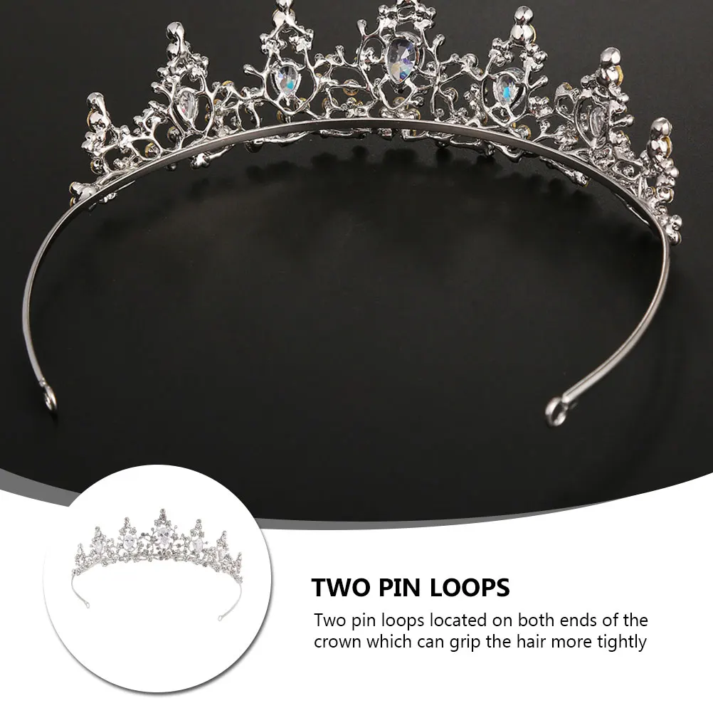 

Bridal Silver Crystal Tiara Elegant Crown Wedding Hair Accessories Women Girls Bridal Headpiece Secure Pin Design