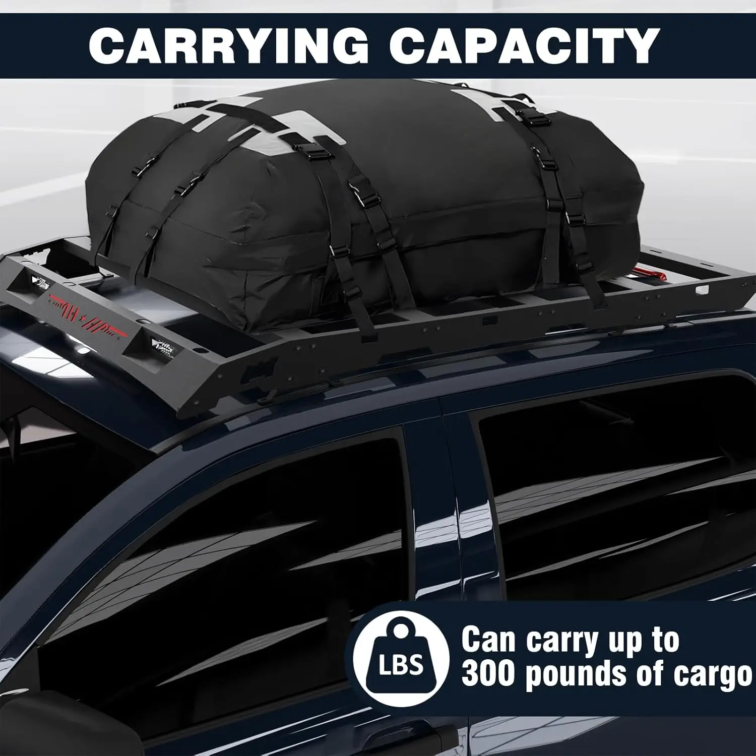 سلة سقف/رف أمتعة مناسب لـ 2014-2021 Toyota Tundra CrewMax (طاقم) نماذج الكابينة إطارات حامل البضائع شديدة التحمل باللون الأسود #6