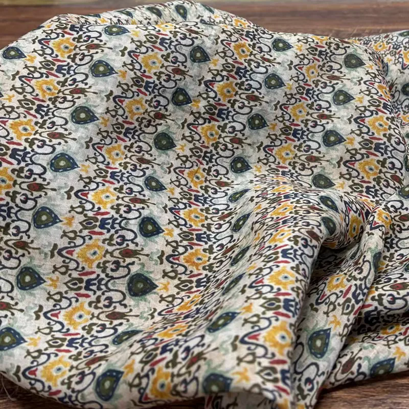 1yard Unique printing tela Fashion cheongsam Gown Dress fabric for clothing High quality New Style ramie fabrics