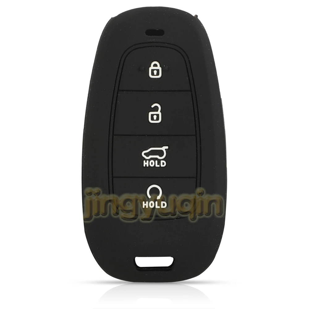 Jingyuqin 4 Buttons Silicone Car Key Case For Hyundai Tucson Solaris Sonata Hybrid NEXO NX4 ix35 i40 i30 Santa Fe
