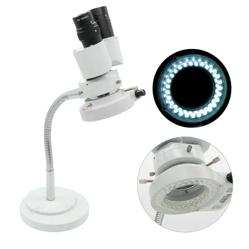 RX-6D Dental Lab 8X Binocular Stereo Microscope Adjustable Hose with LED Ring Light