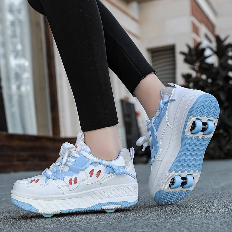 New kids' four-wheel roller shoes, boys and girls, detachable wheels, trendy versatile cute casual shoes view 3