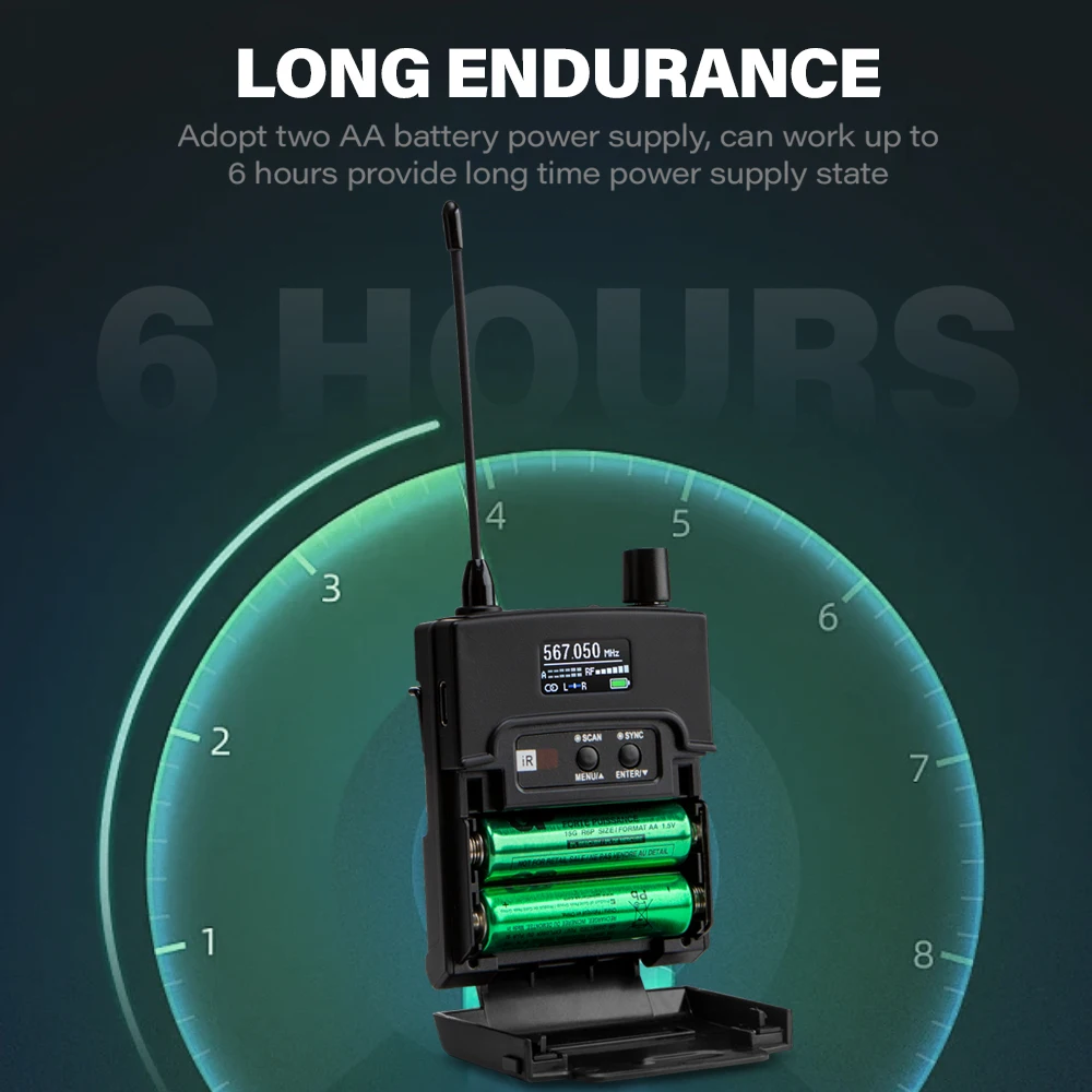 DGNOG PSM900 Sistema de monitor intra-auricular estéreo sem fio Receptor Bodypack, faixa de frequência de 600 MHz, desempenho sem complicações