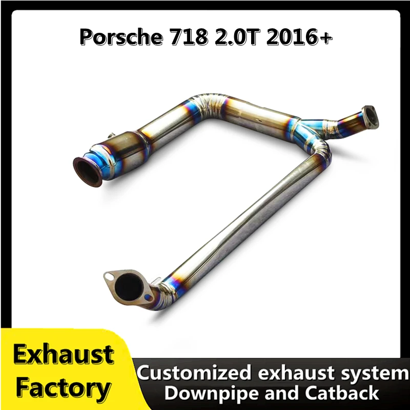 For Porsche 718 2.0T 2016+ titanium alloy head section high flow performance exhaust pipe system no cat downpipe