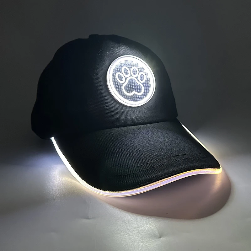 Nowe Czapki z Daszkiem Bejsbolówki Logo Zwierzęca Czapka Fluorescencyjna Czapka Męska Damska Dekoracja Świecąca Czapka Nocna Migająca w Ciemności