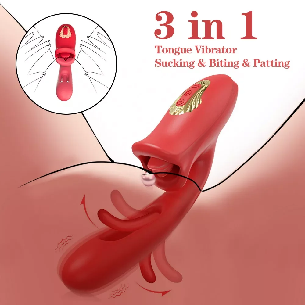 Patting Dildo Vibrator for Women Tongue Licking Clit Clitoris Stimulator G-Spot Massager Female Rabbit Sucker Adult Sex Toys