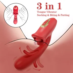 Vibrador vibrador para mulheres, clitóris lambendo língua, estimulador do clitóris, massageador do ponto G, otário de coelho feminino, brinquedos sexuais adultos