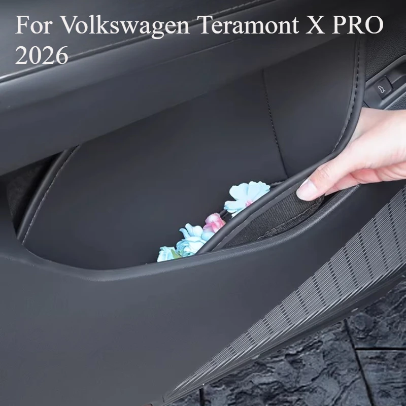 

For Volkswagen Teramont X PRO 2026 4pc/Set Door Storage Box Cushion Leather Protective Door Slot Storage Pocket Organizer Box