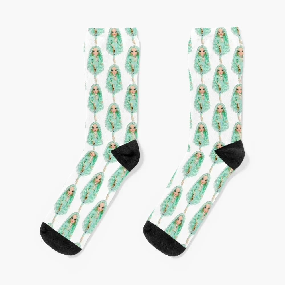 Rainbow high new mint doll Socks heated cartoon short Socks Man Women's