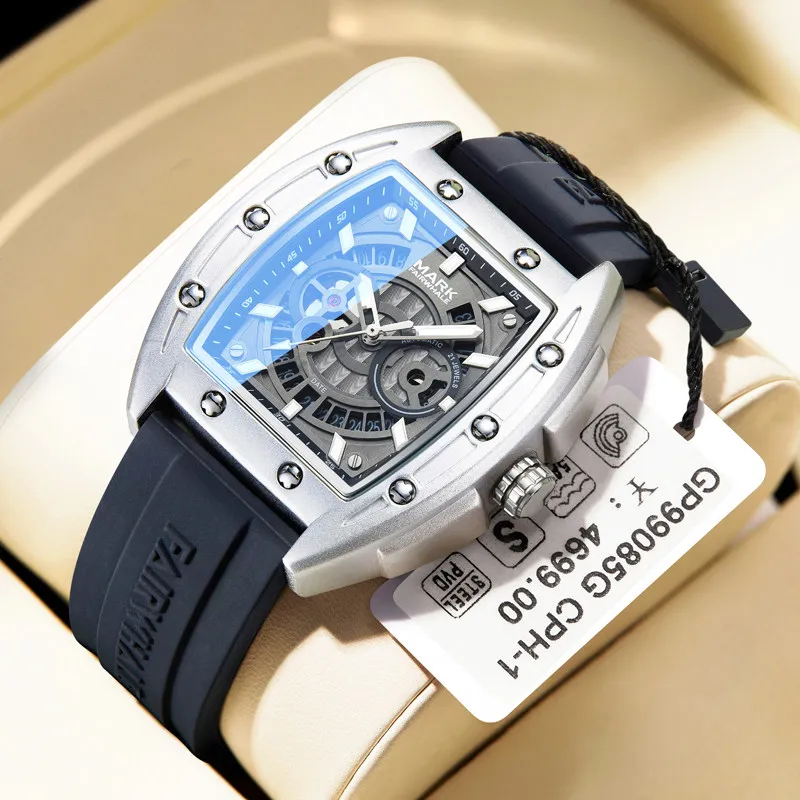 

Mark Fairwhale 6016 Sport Tonneau Mechanical Wristwatch Automatic Movement Sprot watch for man Calendar reloj hombre