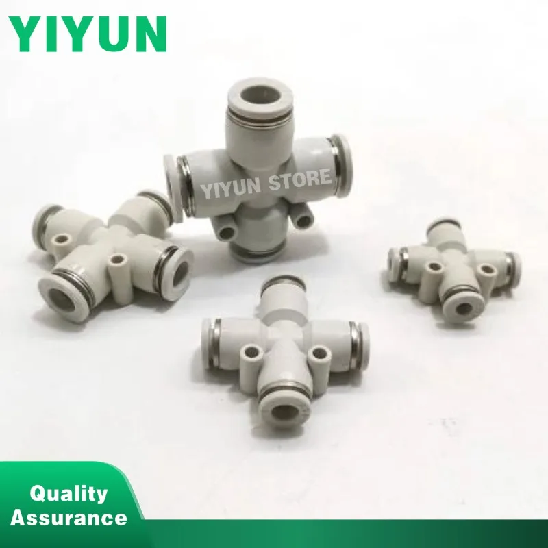 

50pcs PZA04 PZA06 PZA08 PZA10 PZA12 Four-way Joint Pneumatic Quick Plug Connector Plastic Black White