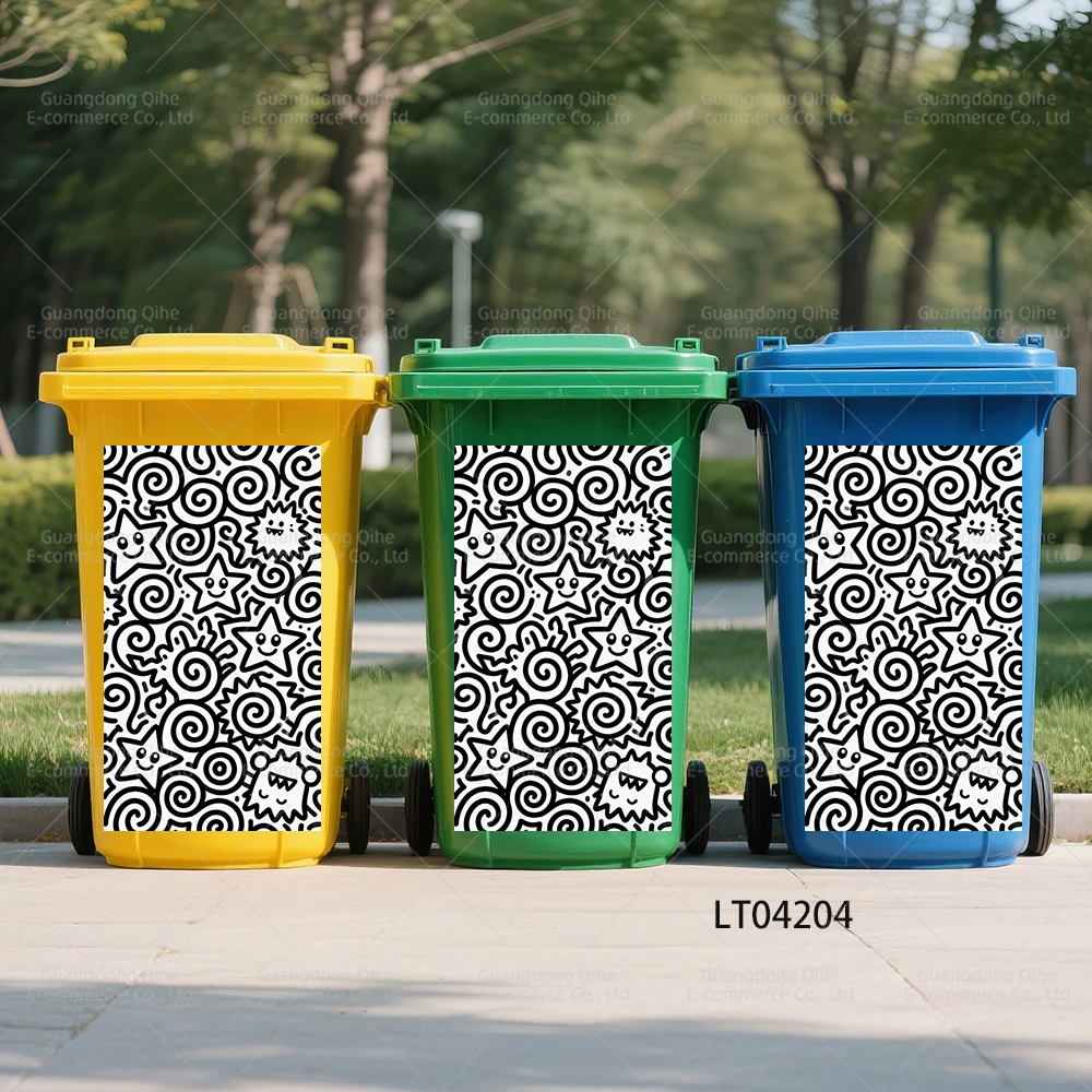 Cartoon illustration style sticker for outdoor trash can container stickershome decoration wallpaper new year decorations 2026