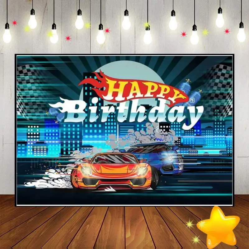 Hot Car Photo Background Party Custom Birthday Backdrop Cartoon Decoration Competition Baby Shower Freedom Photography Backdrops