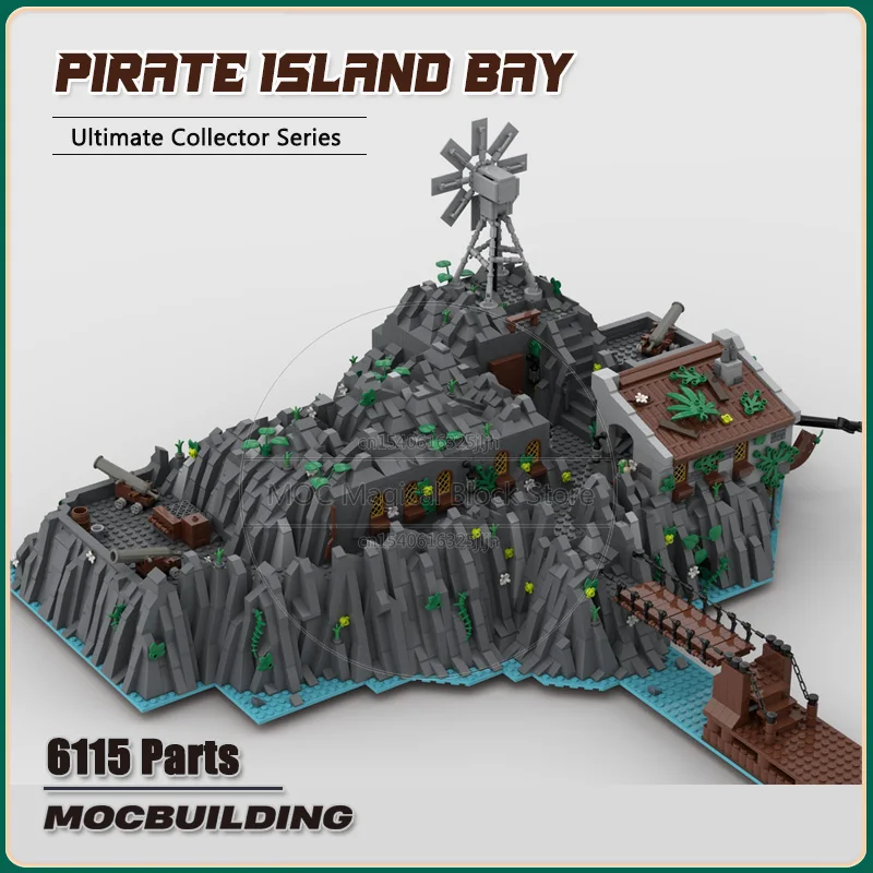 Pirate Island Bay MOC Building Blocks Island Extension Architecture Technology Bricks DIY Assembly Collection Model Toys Gifts