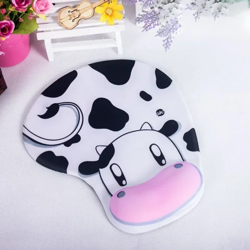 Cartoon Cow Gaming Pad with Wrist Rest Support Comfort Mice Mat Non-flip Soft Ergonomic Mouse Pad for Computer Desk Mat