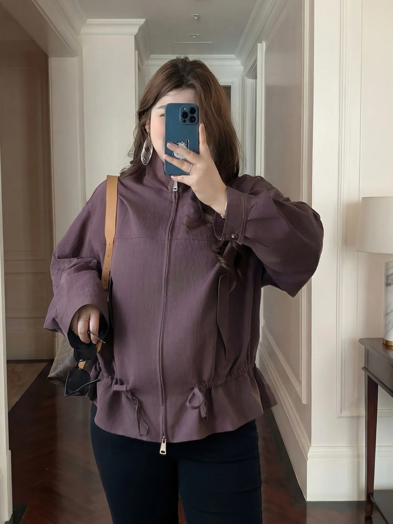 

Loose Women's Jacket Stand Collar Spring New Style Casual Versatile Top plus Size Comfortable Fit Fiber Blend Long Sleeve