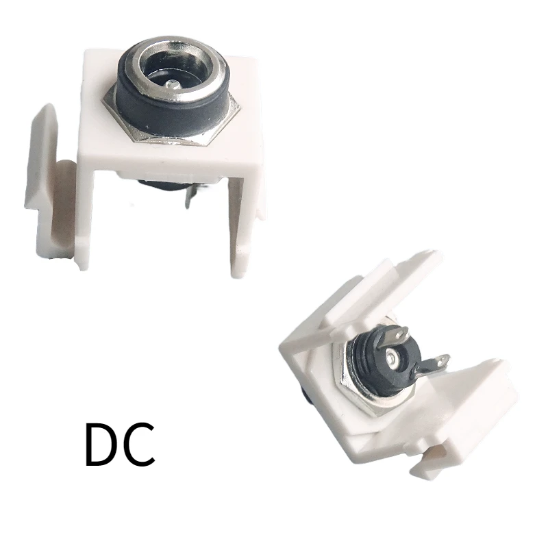 1-piece 5.2DC power connector with buckle support for wall panel installation, black and white