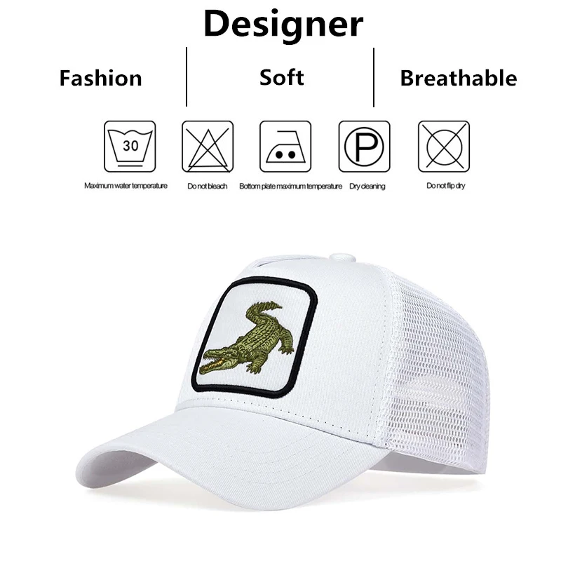 Unisex Crocodile Embroidery Embroidery Baseball Net Caps Spring and Summer Outdoor Adjustable Casual Hats Sunscreen Hat