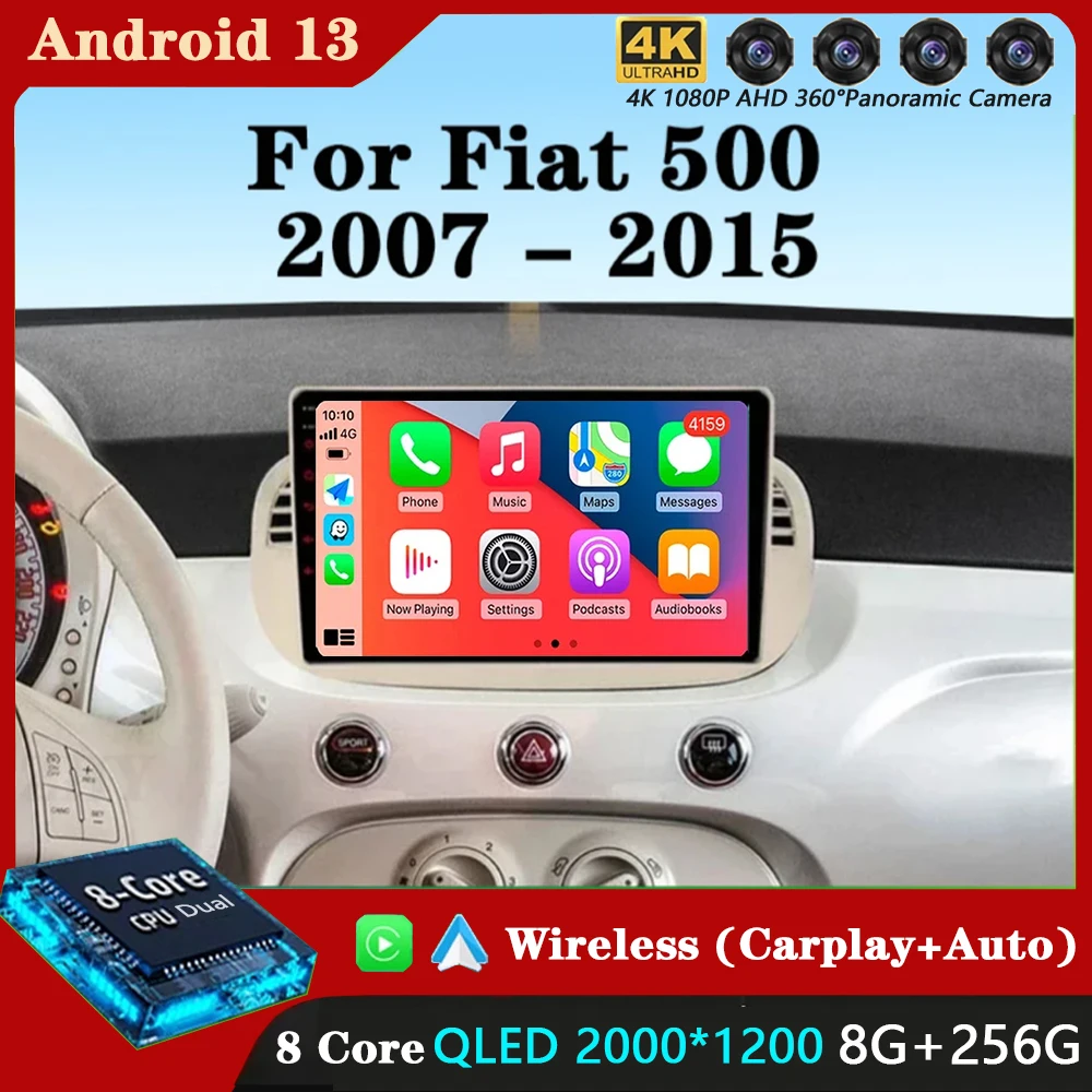 

Android 13 For Fiat 500 2007 - 2015 Car Radio Stereo With DSP Navigation Steering Wheel Control Multimedia Carplay Auto WIFI 2K