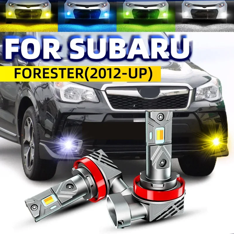 2pcs Car LED Front Fog Lights Bulbs Dual Colors Switchback White Yellow For Subaru FORESTER sj sk 2012 2014 2015 2016 2017 2018