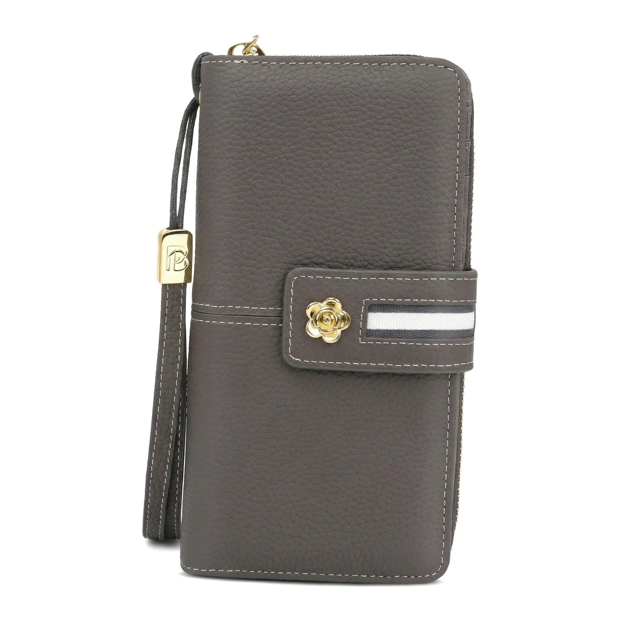 

Кошелек Pomelo Best Leather Wallet для женщин с RFID-защитой, большой кошелек из натуральной кожи для женщин с подарочной коробкой, серый/белый