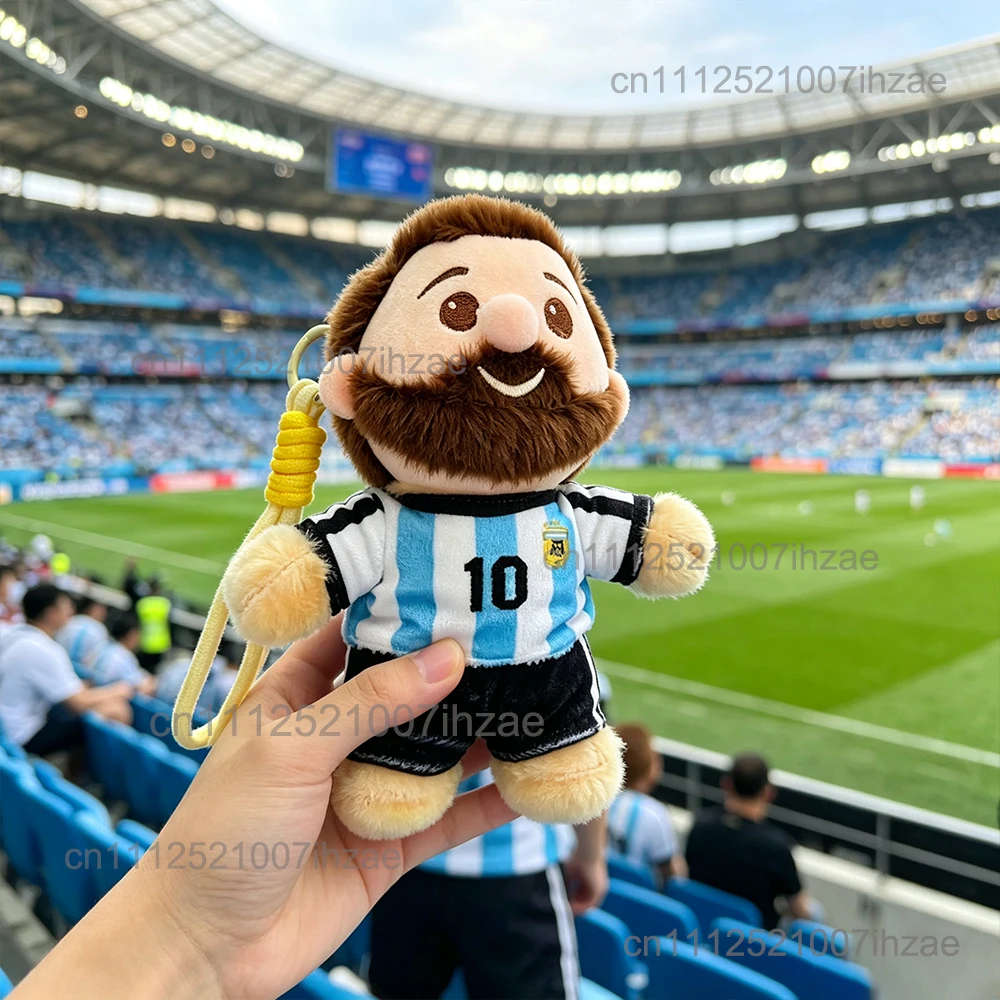 17 CM Messi Plüschpuppe Anhänger Weiche Cartoon-Form Schlüsselanhänger Rucksack-Anhänger Souvenir Cosplay Dekoration Fan-Geschenk