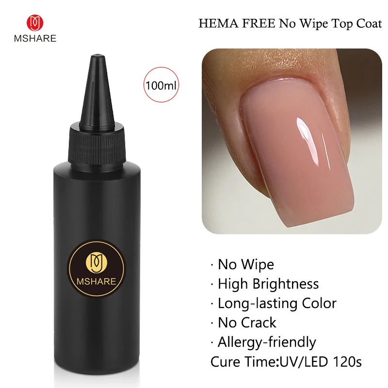 Mshare hema free base gel nägel grundierung kein wisch lack nagellack produkt uv led matt semi permanant einweichen rfill 100ml