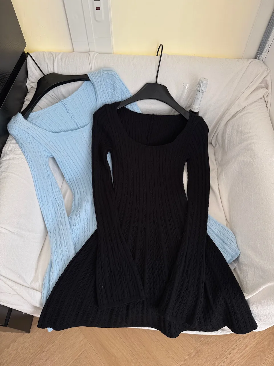 Solid Knitted Twist Sweater Dress Autumn Spring Casual Long Sleeve French Fashion Bodycon A Line Short Dress F377