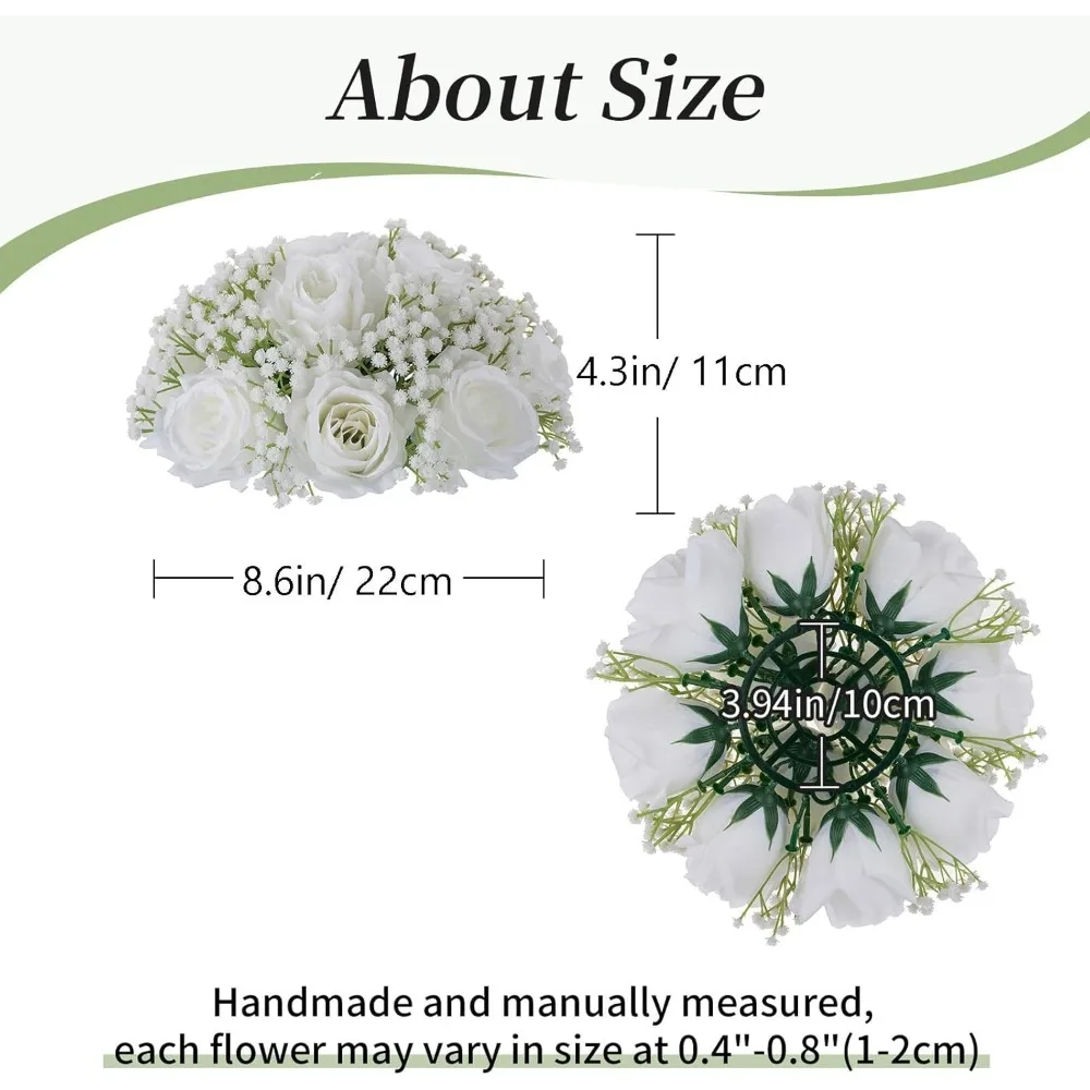 

Babys Breath Artificial Flowers: 10 Pcs White Rose Baby Breath Ball Centerpieces for Wedding Table