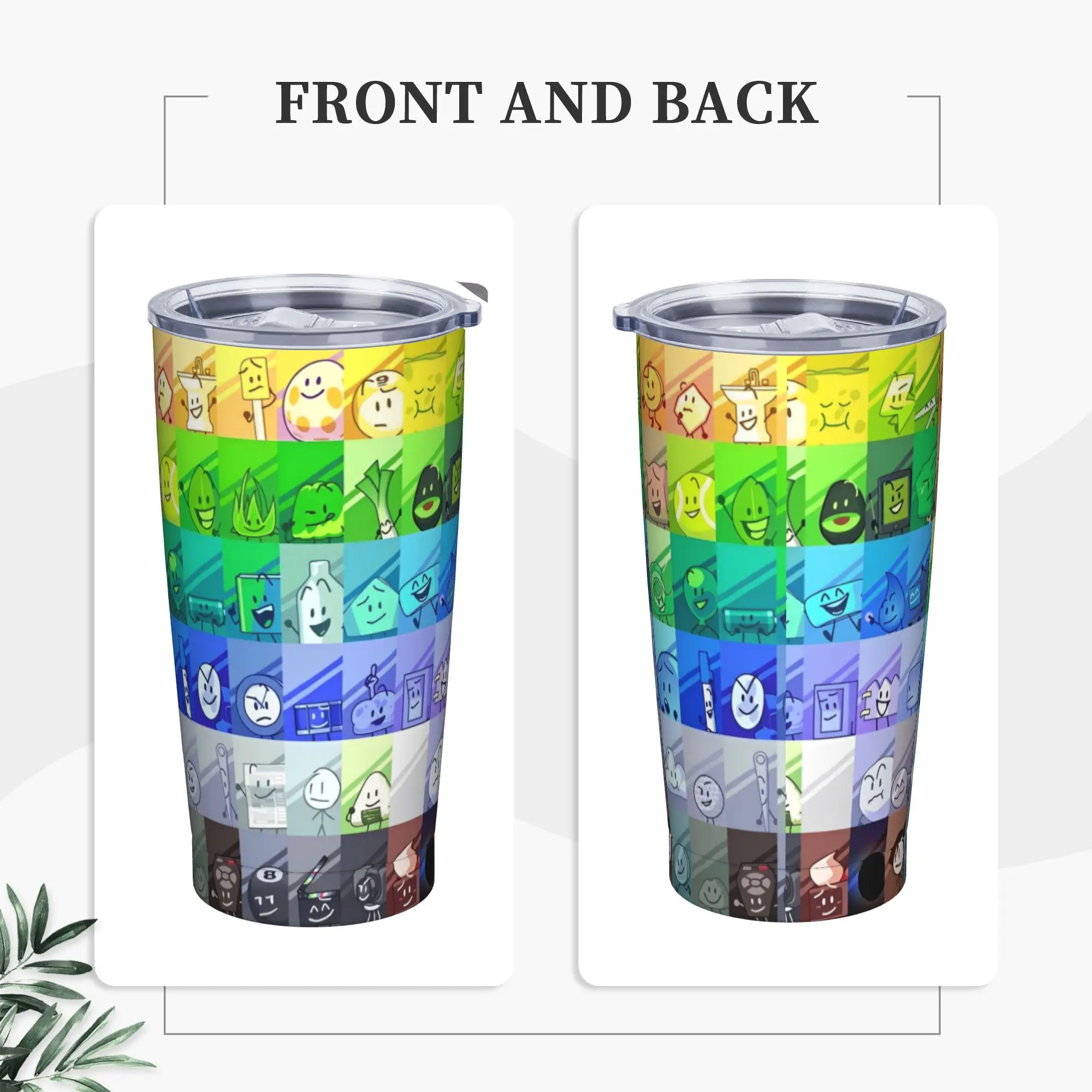 BFDI Inanimate Tumbler Vacuum Insulated Battle for Dream Island Coffee Cups Stainless Steel Home Mugs Hot Cold Drink, 20oz