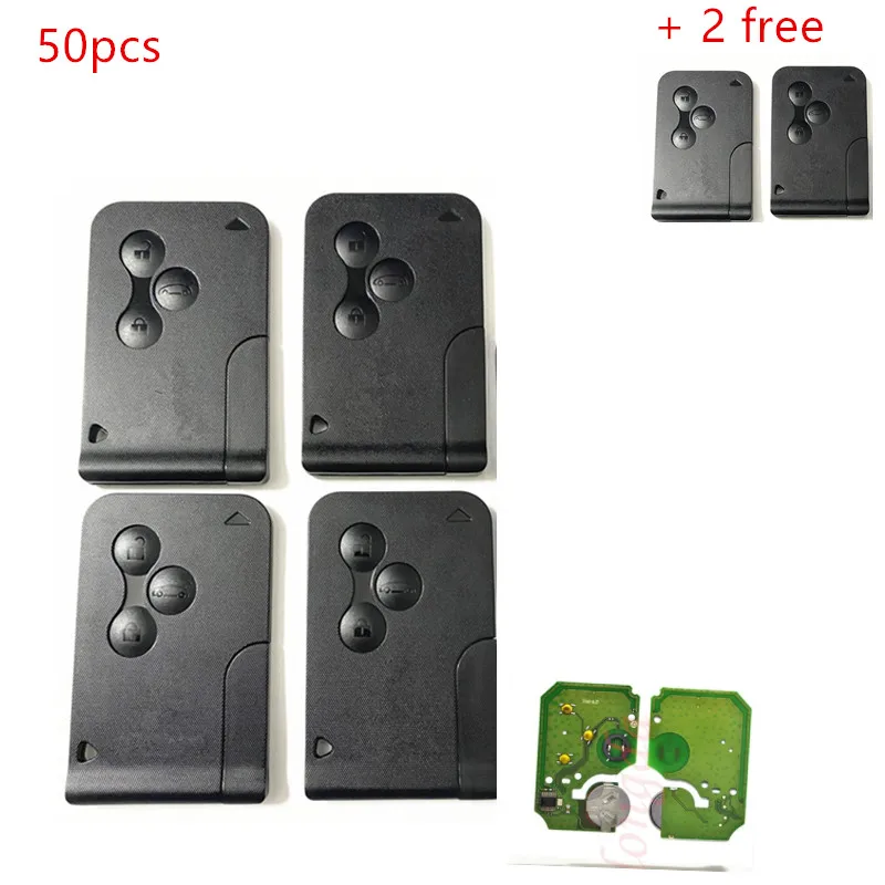 

50pcs 3 button remote key with logo PCF7947 pcf7926 chip with logo for Renau Megane II key megane 2 card