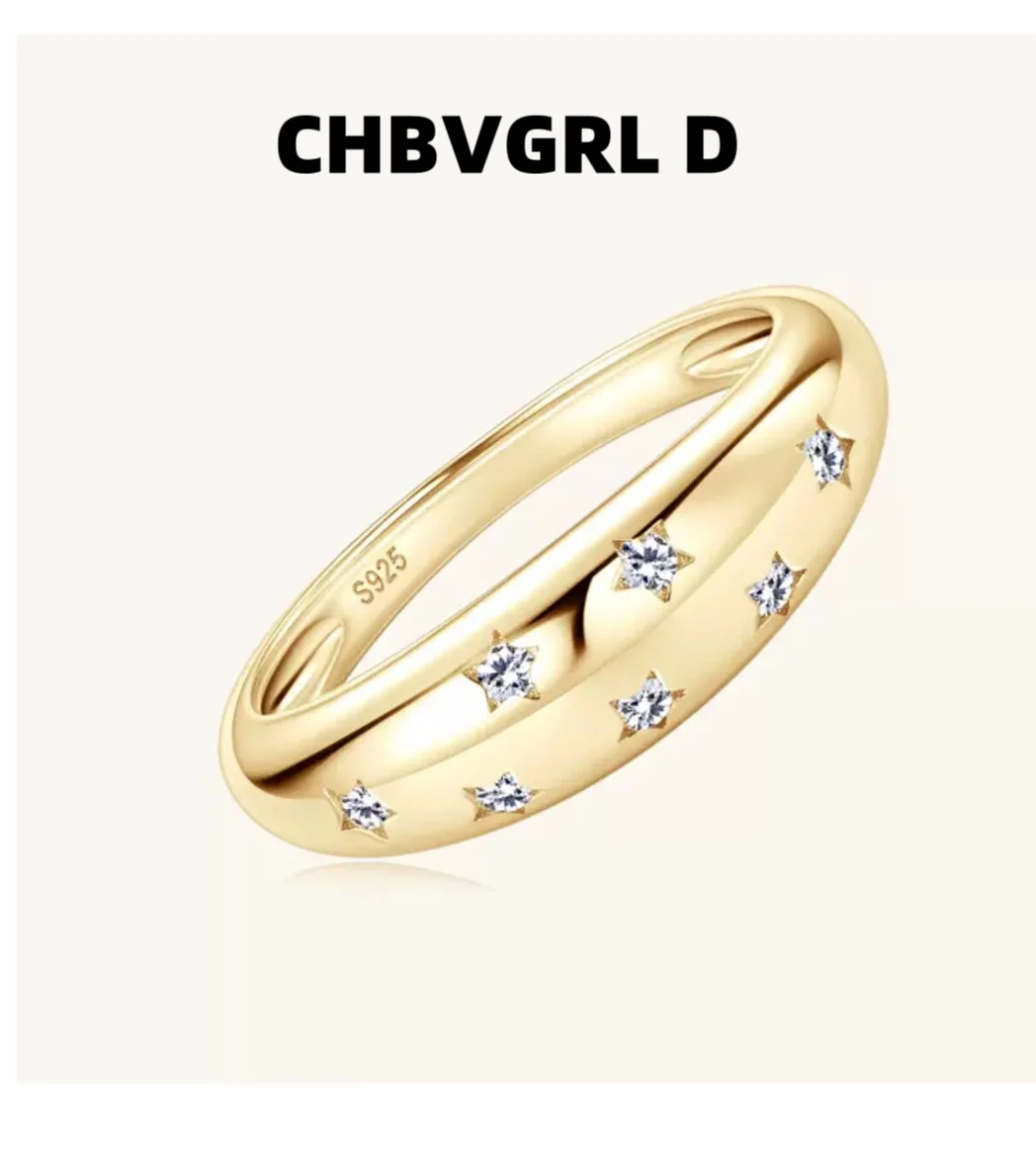 

[Lucky Star] Internet celebrity fashion full of stars moissanite ring ring cool S925 sterling silver ring finger jewelry