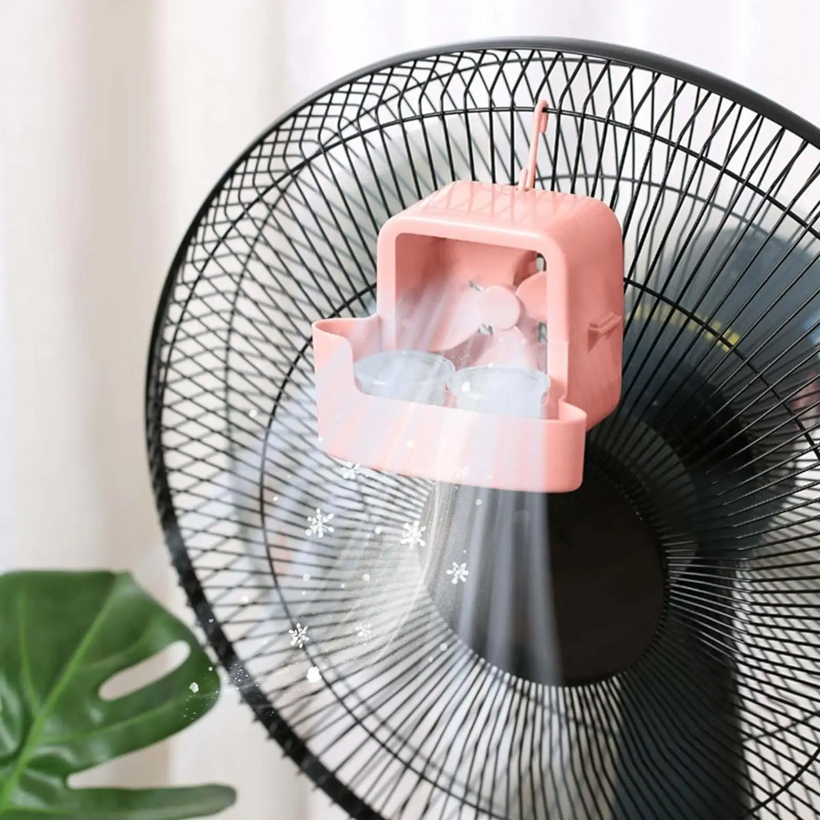 Electric Hanging Cooling Fan with 4 Ice Cups Mist Cooling Adapter Hangable Ice Holder Floor Fan for Household Rapid Cooling