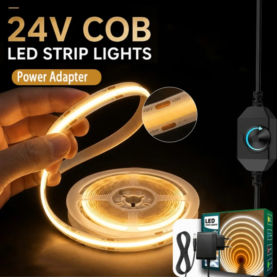 fitas-de-luzes-led-cob-com-adaptador-de-corrente-fita-de-luzes-led-24v-com-regulador-de-intensidade-iluminacao-led-branca-branca-quente-para-tv-cozinha-e-armarios