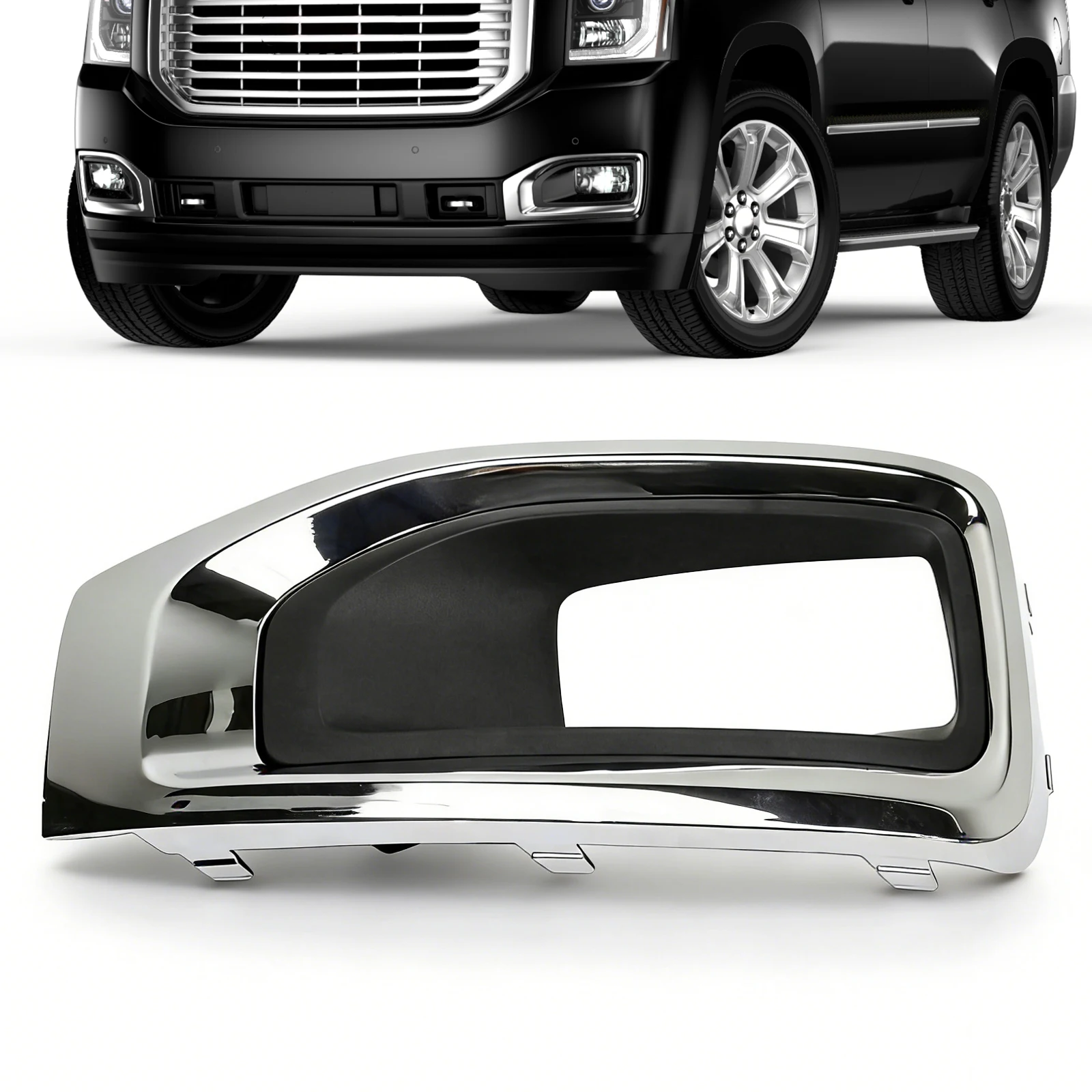 

22936426 22936427 For GMC Yukon XL 2015 2016 2017 2018 Accessories Chrome Front Bumper Fog Light Fog Lamp Cover Trim Left/Right