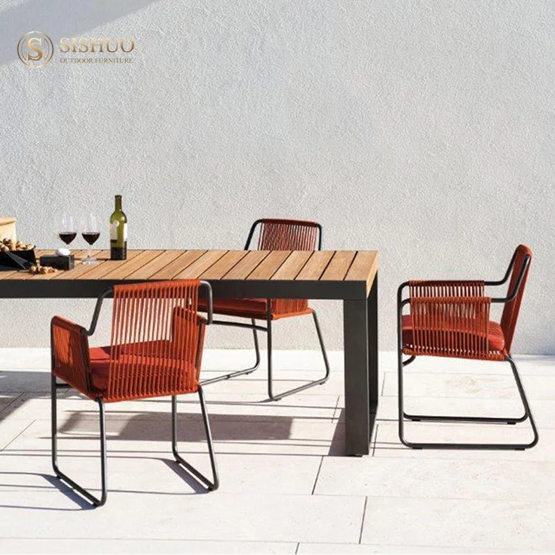 

Manufacture Modern Patio Leisure Dining Coffee Woven Waterproof Aluminum Outdoor Leisure Chair Wicker Rope Chairs