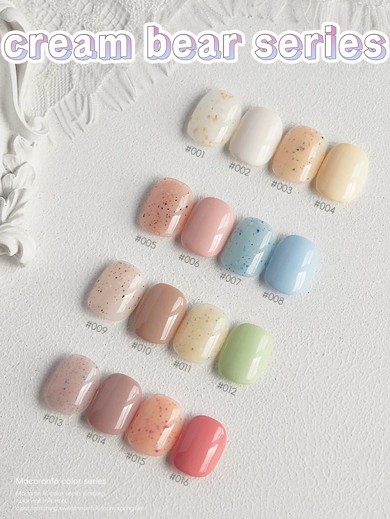 1-16pcs WS Spring Summer Nails Hot Selling Lovely Macaron Dopamine Pink Blue White Gel Nail Polish Nail Art Nail Supplies