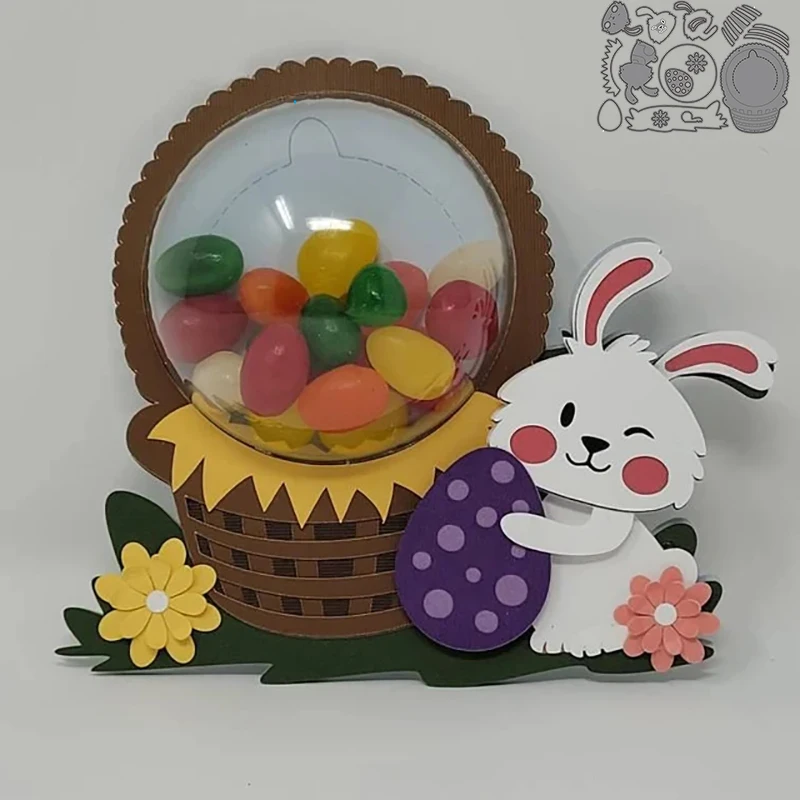 Easter Bunny Rabbit Basket dome candy holder Metal Cutting die for Thanks card Making