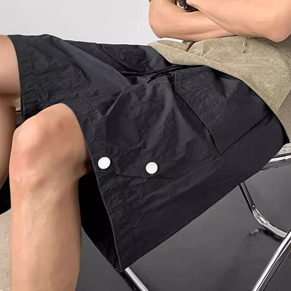 

Trendy Workwear Ice Silk Shorts All Season Wear Casual Wear Elastic Stretch Leisure Shorts Medium Waist Solid Pattern