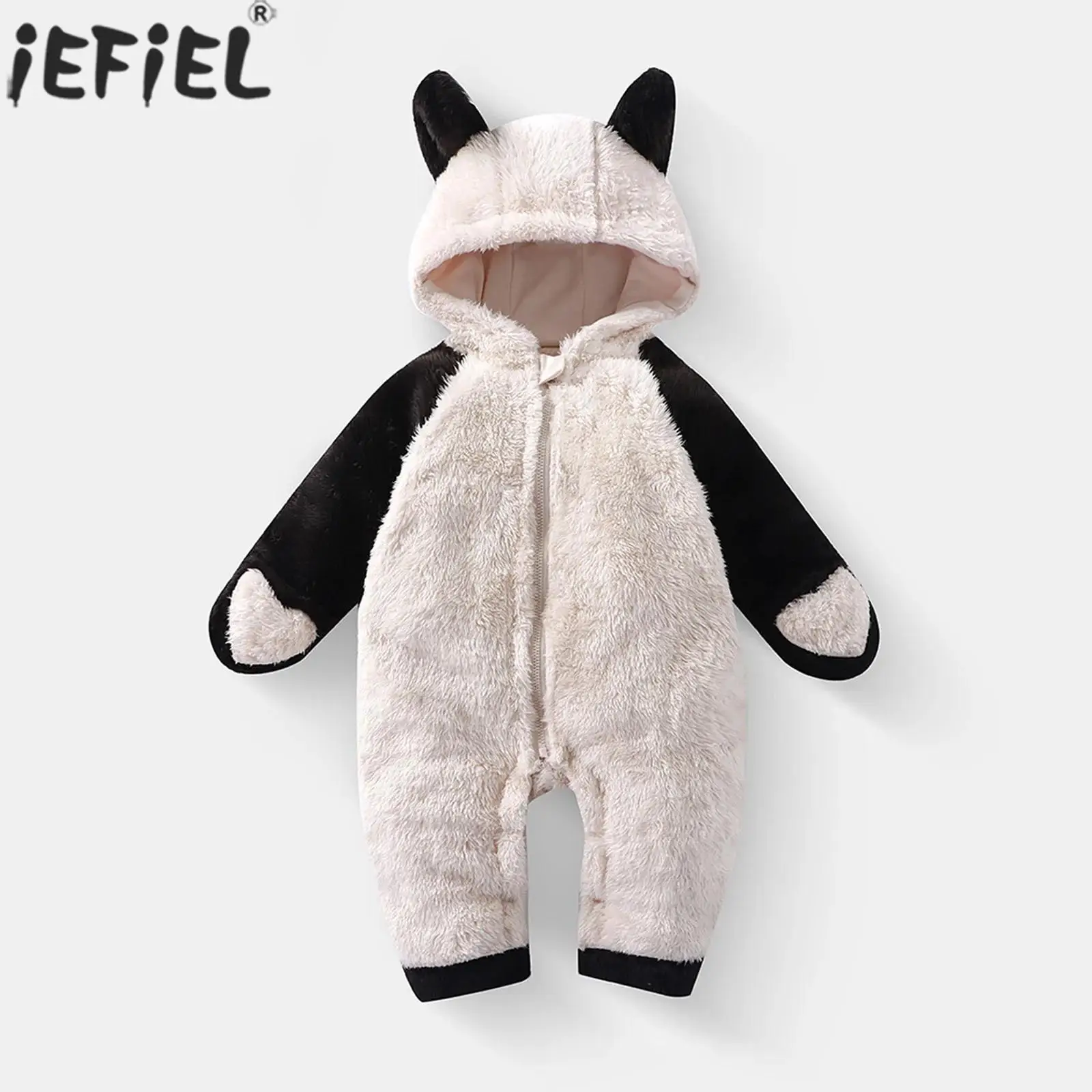

Toddler Baby Cute Animal Snowsuit Infant Boys Girls Winter Warm Hooded Rompers Long Sleeve Zipper Thick Plush Jumpsuit Coat