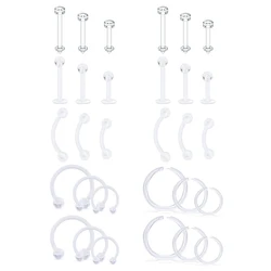 Clear Sports Work Bioflex Helix Tragus Conch Earrings Plastic Medusa Piercing Jewelry Lip Rings Labret Piercing Retainer