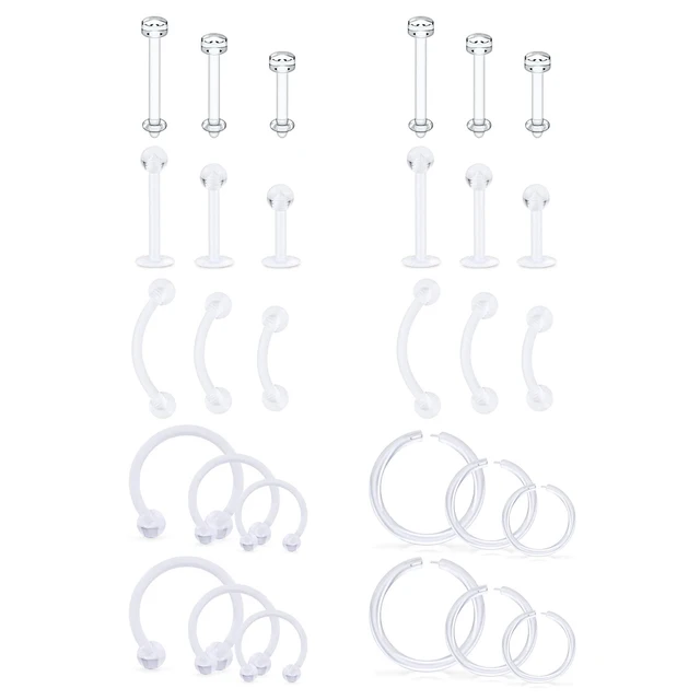 Wyczyść sport praca Bioflex Helix Tragus Conch kolczyki plastikowe meduza Piercing biżuteria okrągły kolczyk na wargę Labret Piercing Retainer