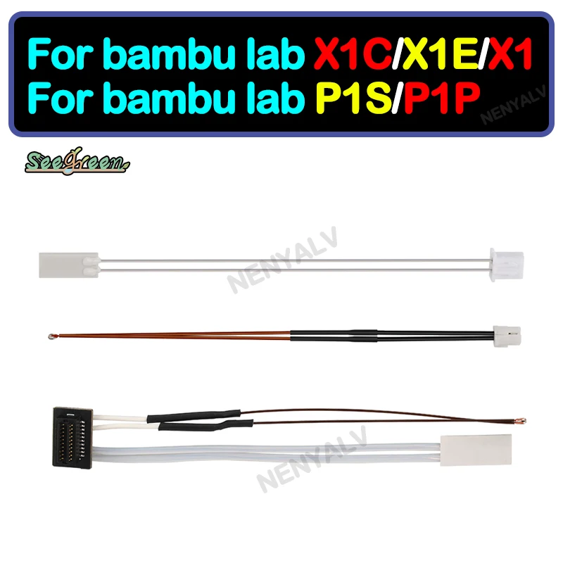 For Bambulab Hotend Heater Thermistor 3D Printer Accessories Thermistor For Bambu Lab P1P X1C Heating Tube Ceramic Cartridge 24V